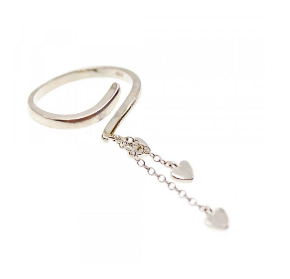 925 Sterling Silver "hearts" Ring Size Adjustable